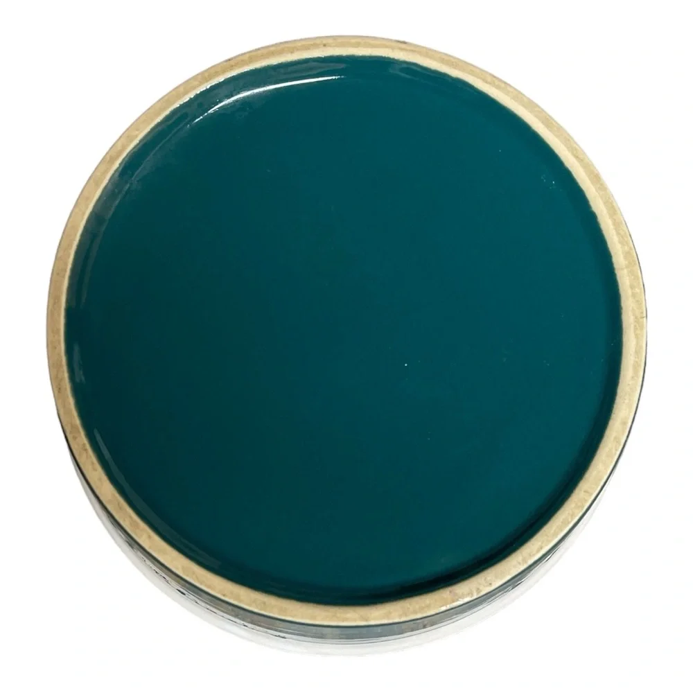 Dog Bowl Ceramic Paw Print Striped Turquoise Blue & White 6 1/2”Food Water
